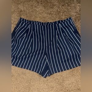 Navy and white striped boat shorts